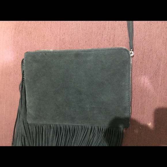 Zara suede fringe wrist/ clutch bag in black - Picture 6 of 6